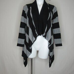White House Black Market Gray Stripe Draping Cardigan Sweater Women's L Large